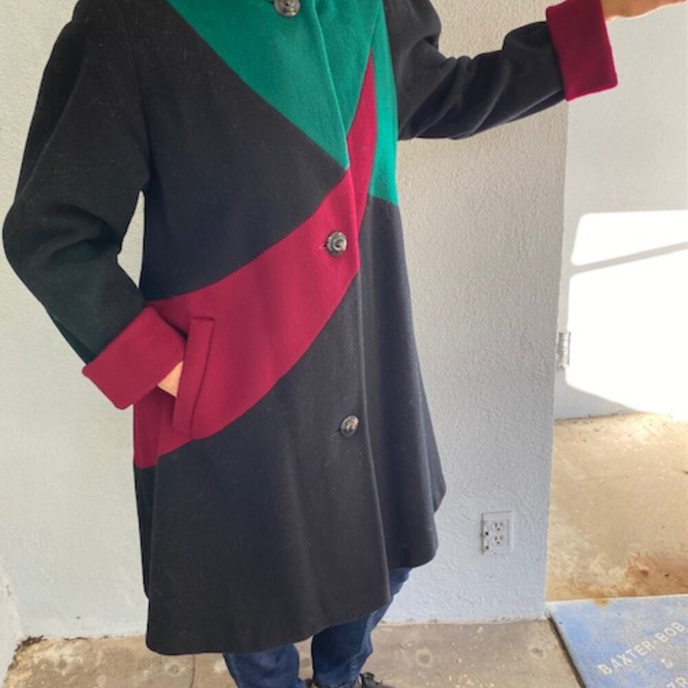 Neiman Marcus - Vintage 80s Jewel toned wool swing coat -  US 4